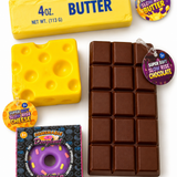 Super Soft Slow Rise Squishy Toys 4-Pack – Butter, Cheese, Chocolate & Squishy Doughnut