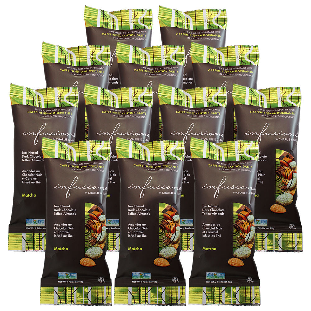 Matcha Tea Infused Dark Chocolate Toffee Almonds - Grab & Go 12 pack